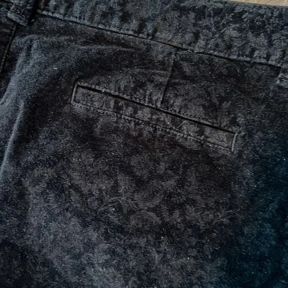 Talbots Signature Button Fly Floral Embossed Black Velvet Feel Chinos Size 16P - Picture 7 of 10